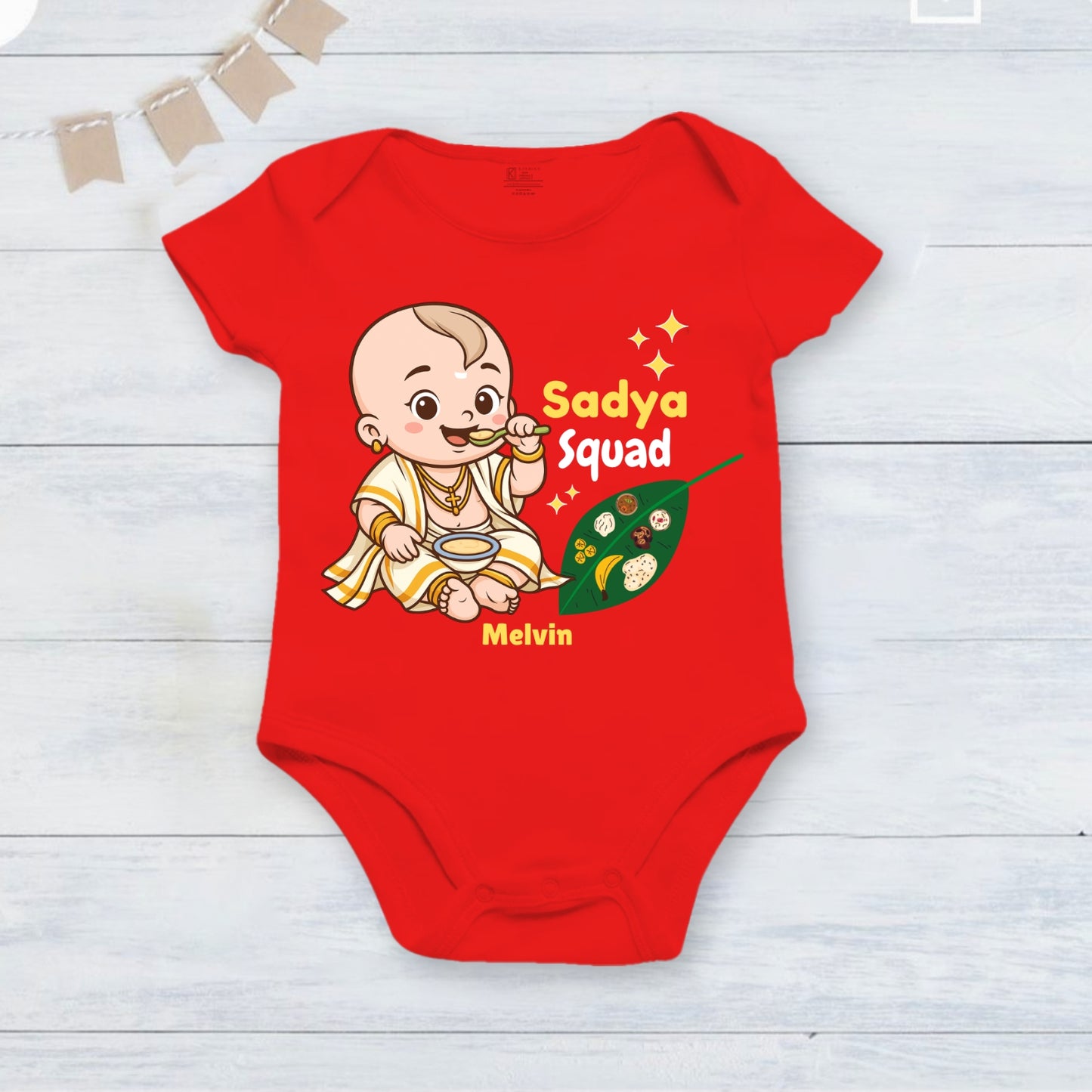 Sadya Squad with customised name _ Red Romper