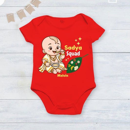 Sadya Squad with customised name _ Red Romper