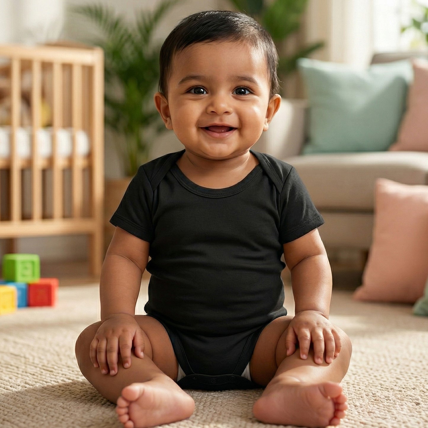 New Born & Baby Clothing | Plain Black Colour Soft Cotton Bodysuits | Soft Cotton