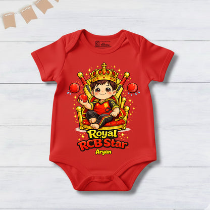 New Born & Baby Clothing | Royal RCB Star With Customized Baby Name | Soft Cotton
