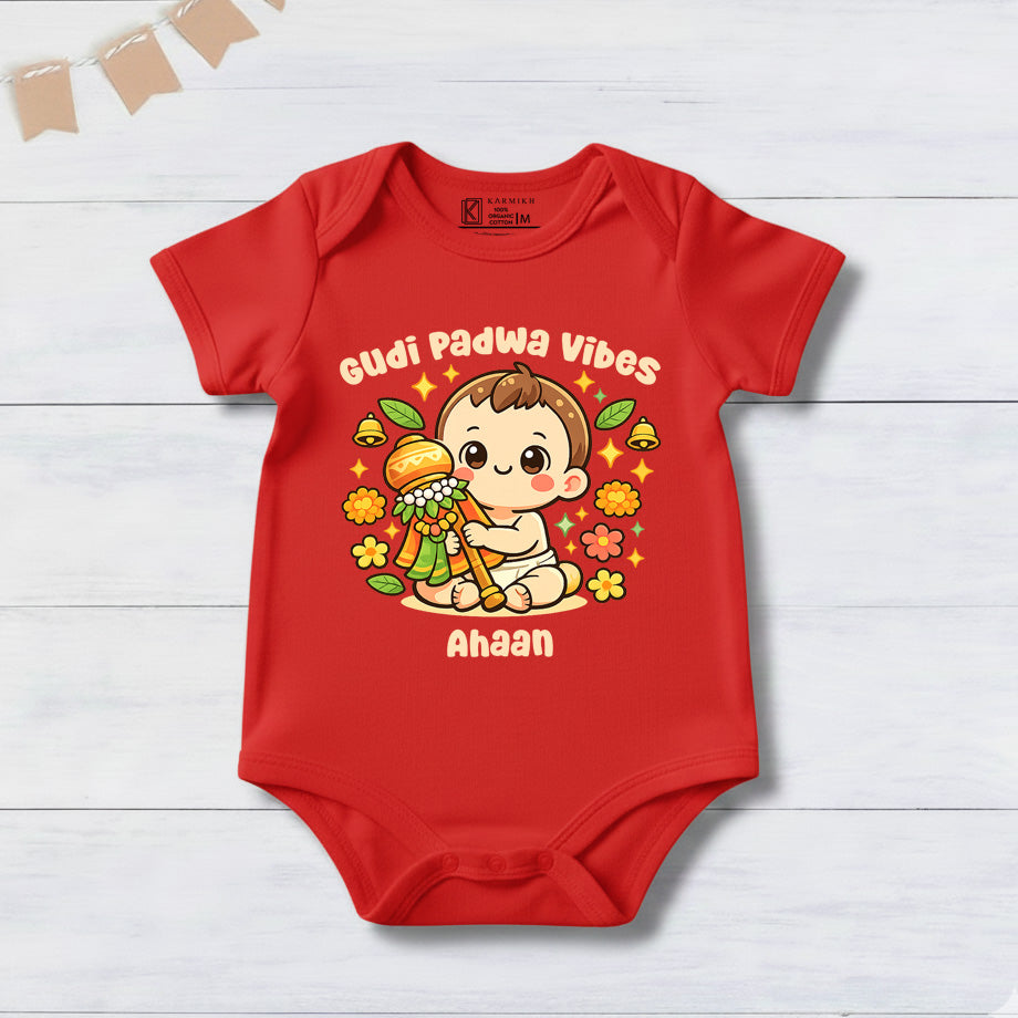 New Born & Baby Clothing | Baby’s My First Gudi Padwa Vibes With Personalized Baby Boy Name | Soft Cotton