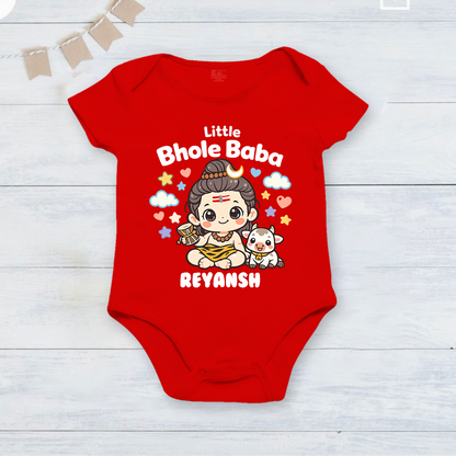New Born & Baby Clothing | Little Bhole Baba With Customized Baby Name | Soft Red Cotton