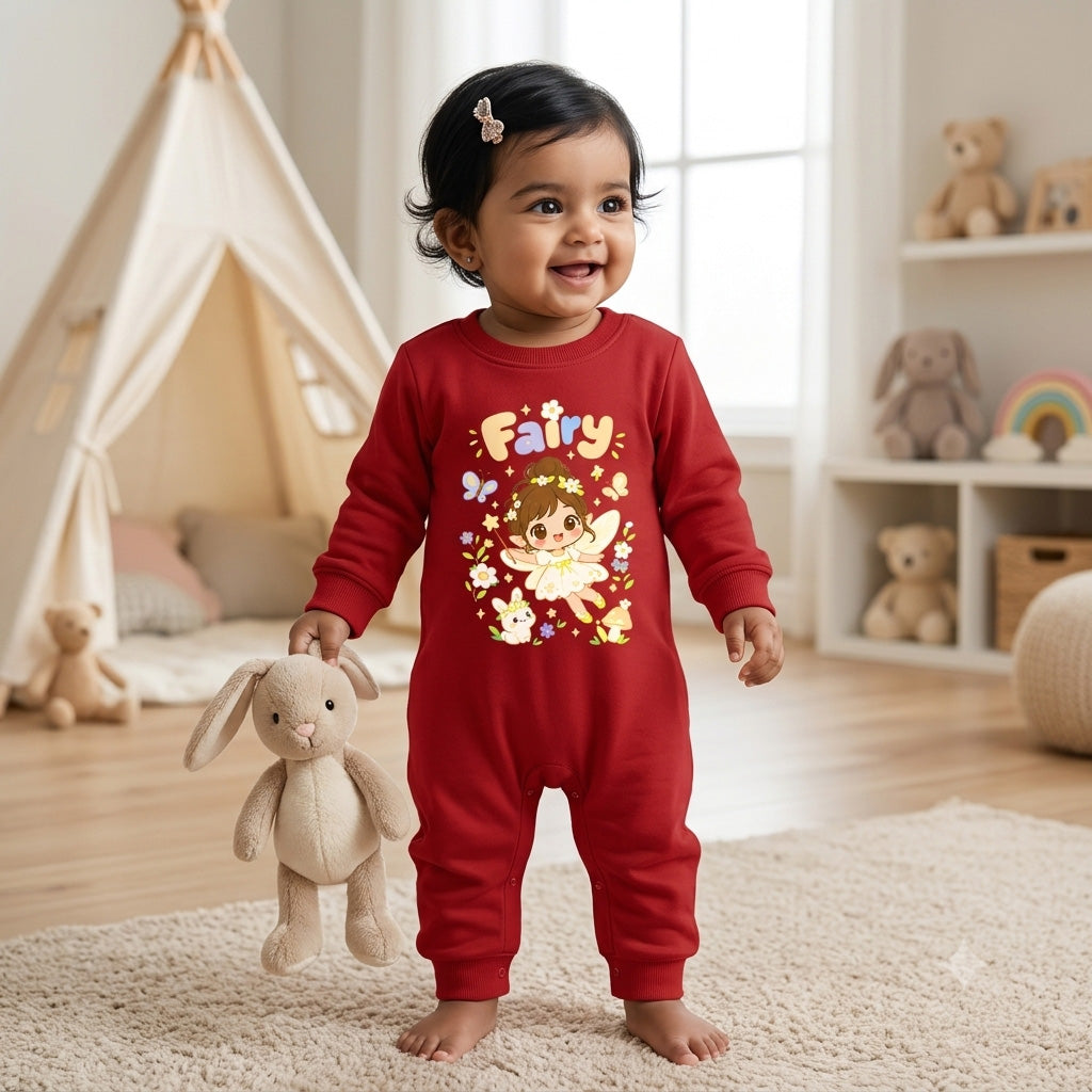 Karmikh Baby Romper | Karmikh Fairy Dreams Baby Romper 🧚🏻‍♀️ | Red  Full Romper