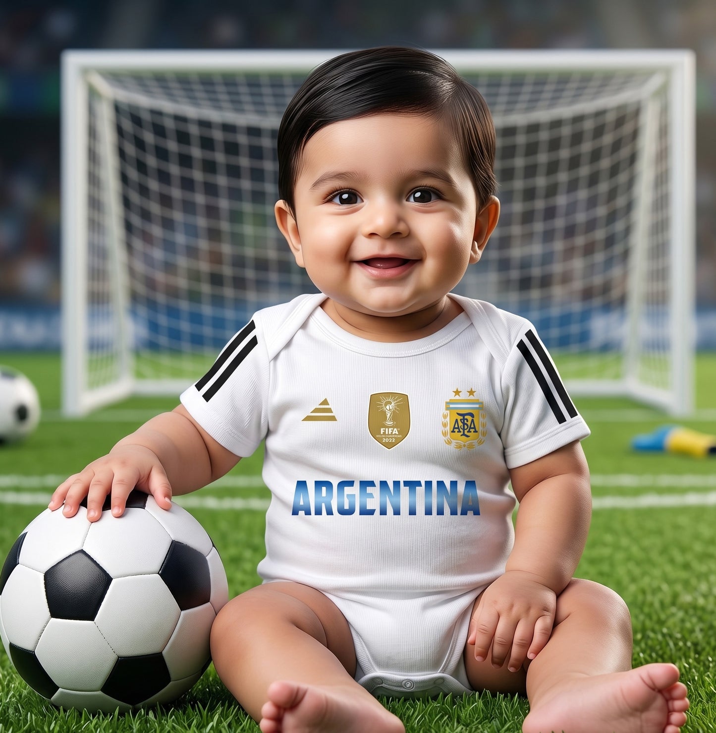 New Born & Baby clothing | Argentina Football Fan Baby Onesie with Customized Baby Name Printed | Soft Cotton