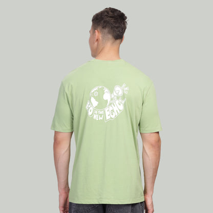 Men Drop-shoulder Loose Fit premium organic cotton Eco Tshirt Sage Green