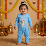 Lighting Up My First Diwali  With Customized Baby Girl Name _ Full Blue Romper