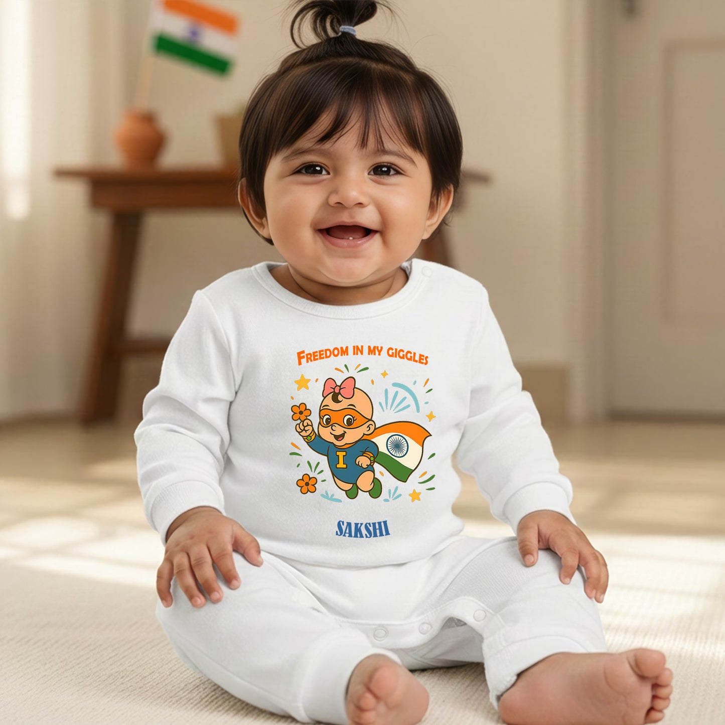 New Born & Baby Clothing | Giggle First Independence/Republic Day Baby Girl Dress | Soft Cotton Romper