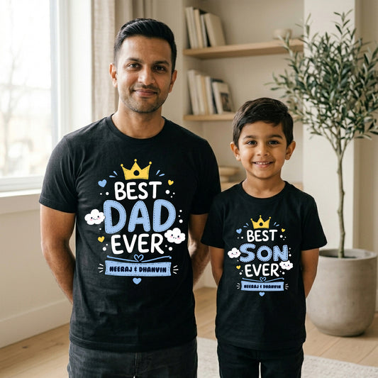New Born & Baby Clothing | Best Dad Son Ever Duo Father & Son Twinning Black Sets | Soft T-shirt