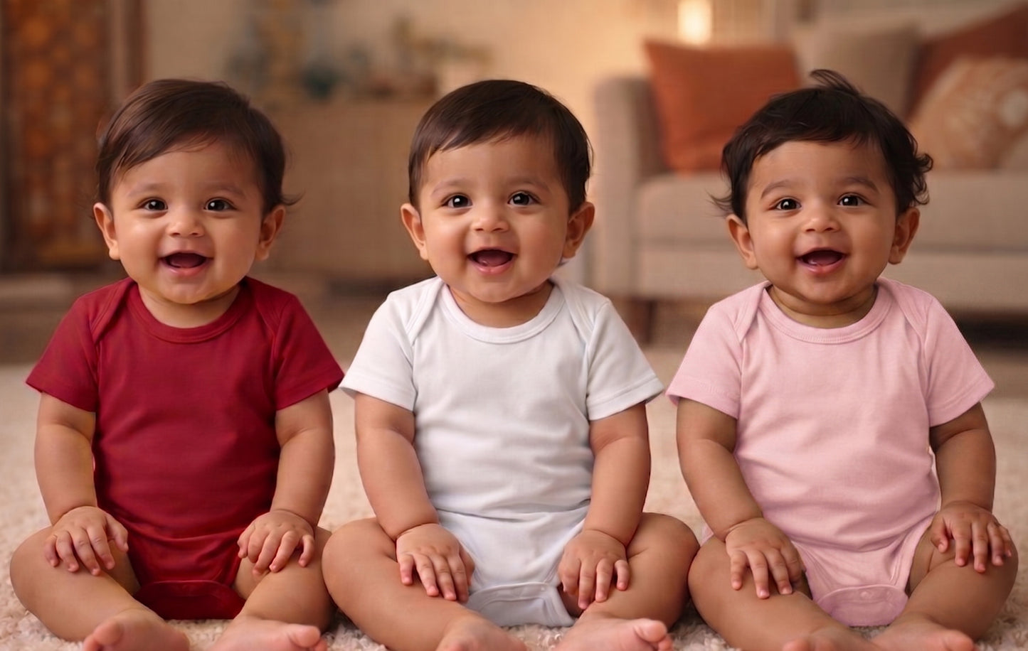 New Born & Baby Clothing | Plain 3 Colour Soft Cotton Bodysuits Combo | Soft Cotton