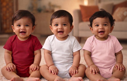 New Born & Baby Clothing | Plain 3 Colour Soft Cotton Bodysuits Combo | Soft Cotton