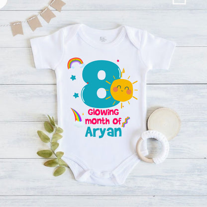 Infant monthly birthday with customized name 12 Months of Love and Happiness onesies