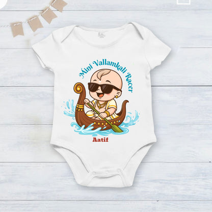Mini Vallamkali Racer with customised name _ White Romper