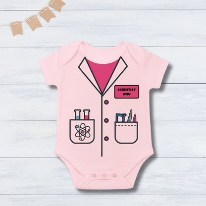 Little Scientist – Future Hero Outfit with customized baby name_ Pink Onesie