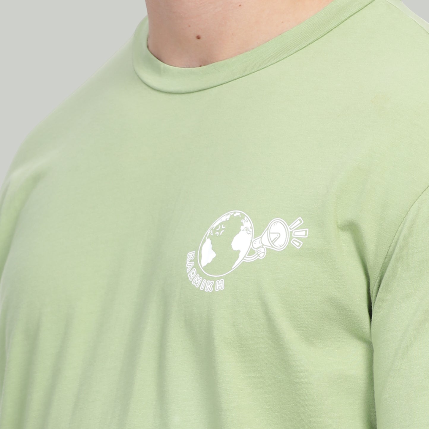 Men Drop-shoulder Loose Fit premium organic cotton Eco Tshirt Sage Green