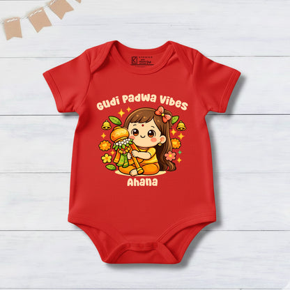 New Born & Baby Clothing | Baby’s My First Gudi Padwa Vibes With Personalized Baby Girl Name | Soft Cotton