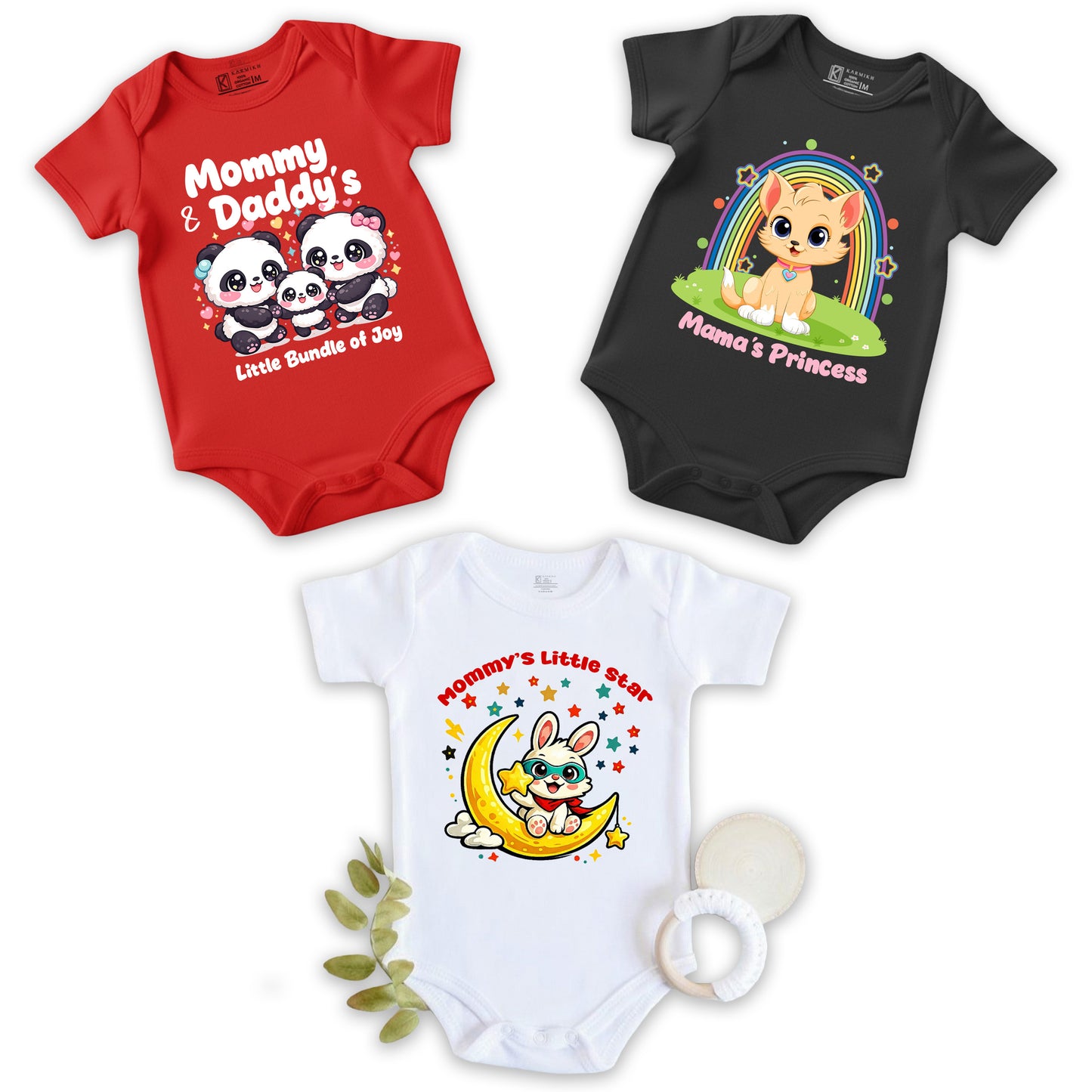 New Born & Baby Clothing | 3 Soft Cotton Pack Bodysuits Graphic Printed | Soft Cotton