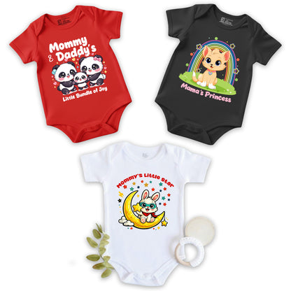 New Born & Baby Clothing | 3 Soft Cotton Pack Bodysuits Graphic Printed | Soft Cotton