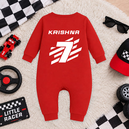 New Born & Baby clothing | Mini Racer – Custom Racing  Romper with Customized Baby Name Printed | Soft Red Full Romper Cotton