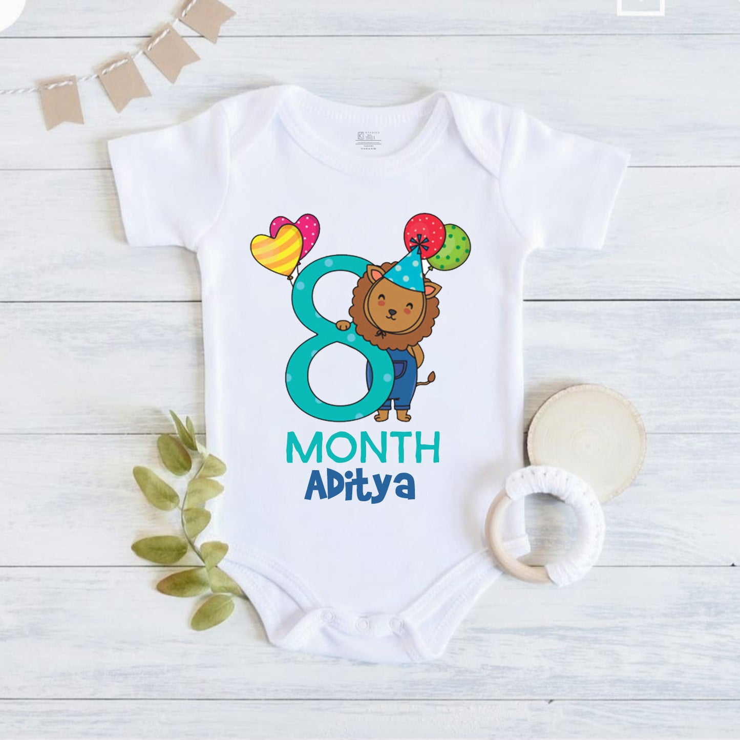 Infant monthly birthday 12 Months of Love Onesie