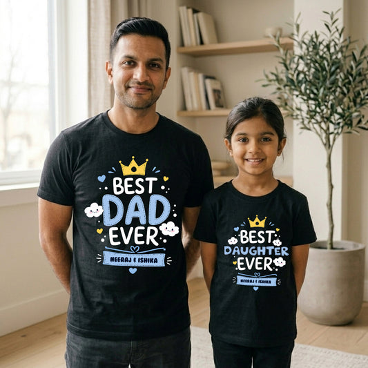 New Born & Baby Clothing | Best Dad Daughter Ever Duo Father & Daughter Twinning Black Sets | Soft T-shirt