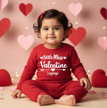 New Born & Baby Clothing | Baby’s First Valentine Outfit –  Little Miss Valentine With Customized Baby Name  | Soft Cotton