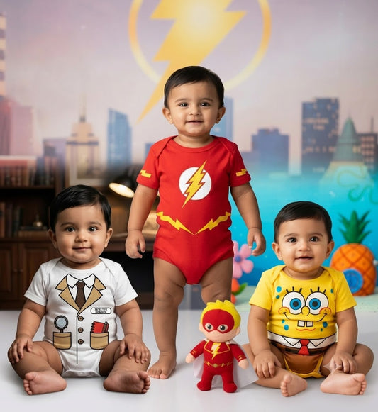 New Born & Baby Clothing | Little Super Hero's Team  3-Piece Baby Bodysuit Combo | Soft Cotton