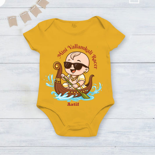 Mini Vallamkali Racer with customised name _ Yellow Romper