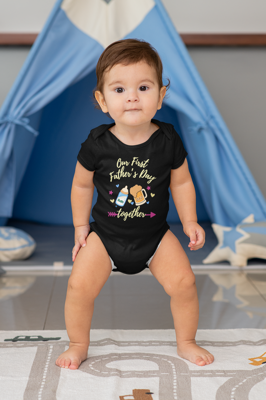 Our First Father's Day baby onesie _black onesie