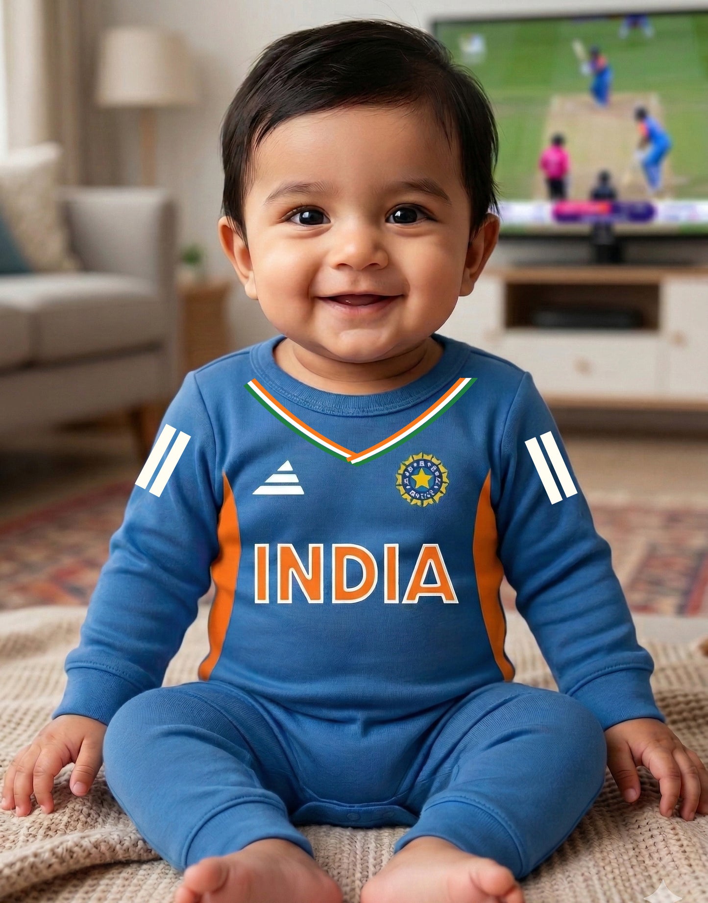 Newborns & Infants | Cute Indian Jersey Baby Photoshoot Outfit With Customized Baby Name  | Soft Cotton