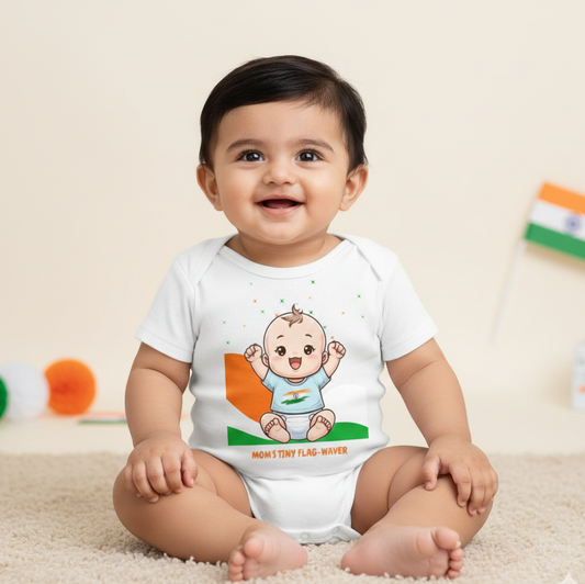 New Born & Baby Clothing | Mom's Tiny Flag Waver| Soft Cotton Romper