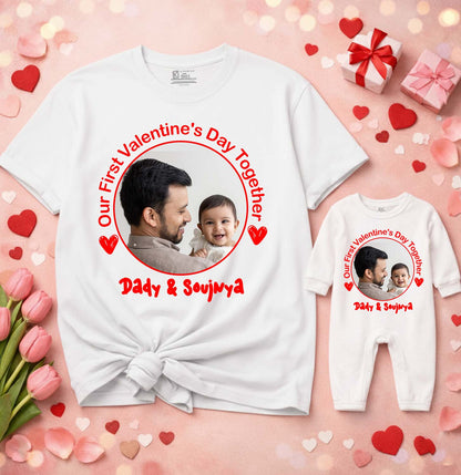 New Born & Baby Clothing | Baby’s First Valentine Outfit – Our First Valentine's Day Together  With The Kid Customized Name and Picture Combo  | Soft White Cotton