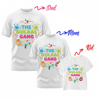 Matching Holi Family T-Shirts| The Gulaal Gang | Cotton Set