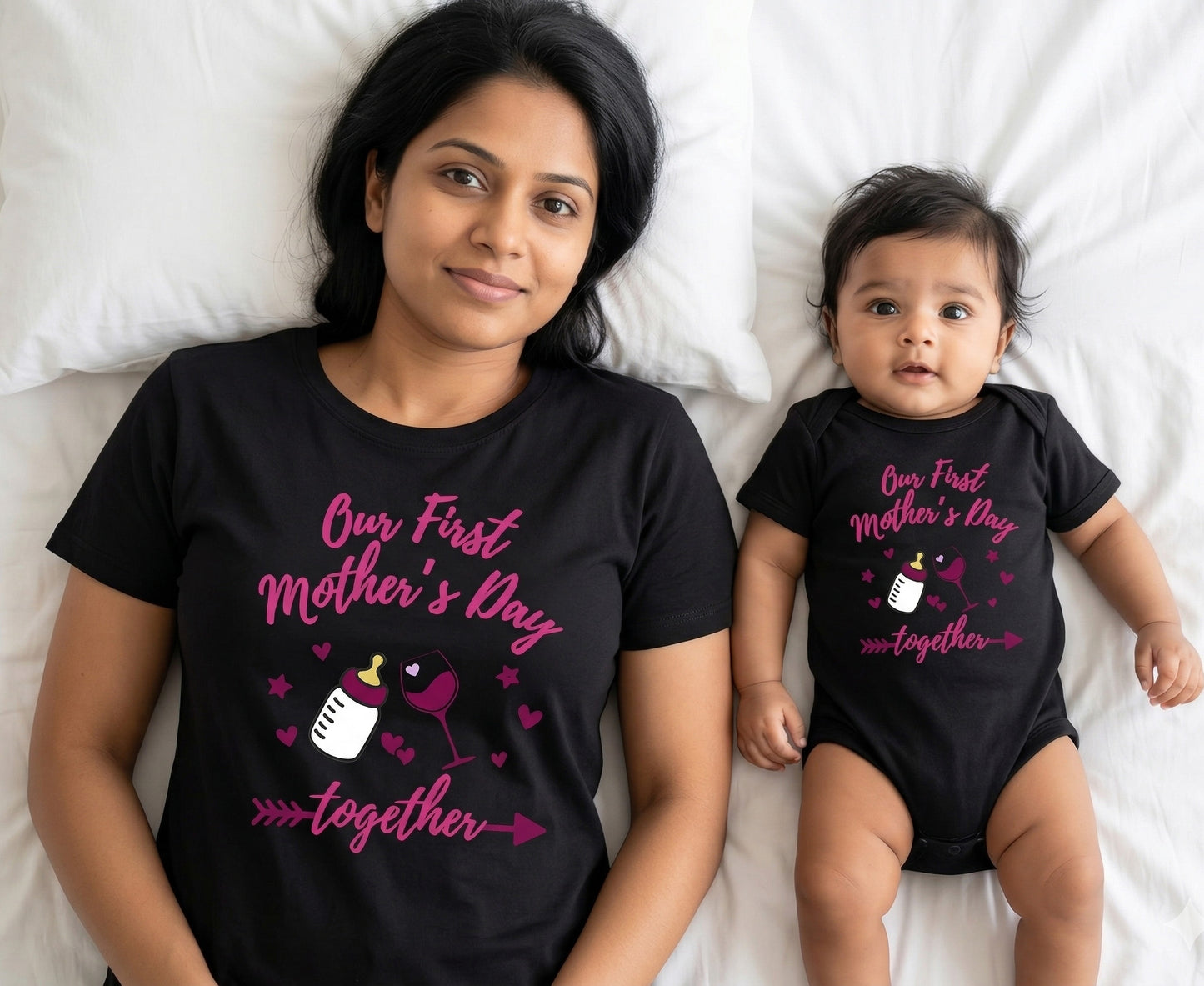 First Mother's day _wine & bottle _black _New