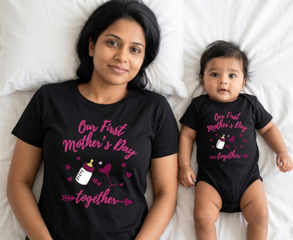 First Mother's day _wine & bottle _black _New