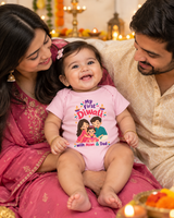 New Born | My First Diwali With Mom & Dad | Pure Cotton Pink  Onesie