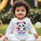 New Born & Baby Clothing | Baby My First Holi White Romper With Customized Baby Name | Soft Cotton