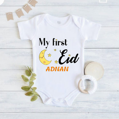Newborn & Baby Clothing | Baby Eid Mubarak Baby Onesie With Personalized Name | Soft Cotton