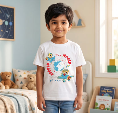 The World Around Plane Printed Kid's T-Shirt