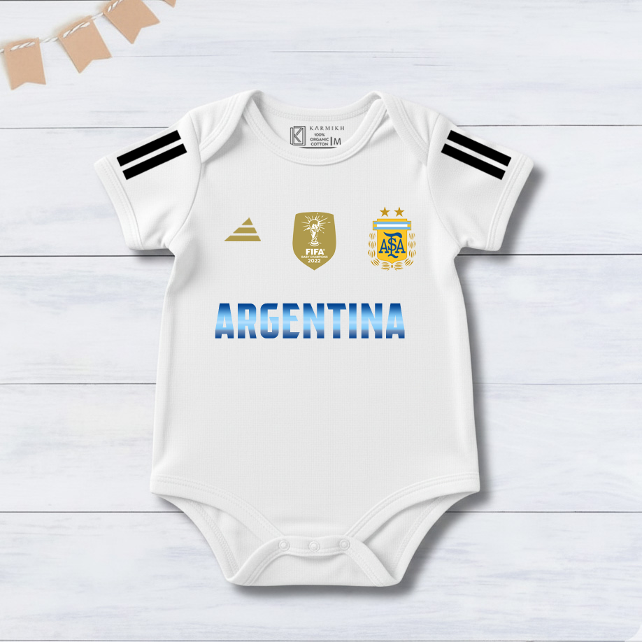 New Born & Baby clothing | Argentina Football Fan Baby Onesie with Customized Baby Name Printed | Soft Cotton
