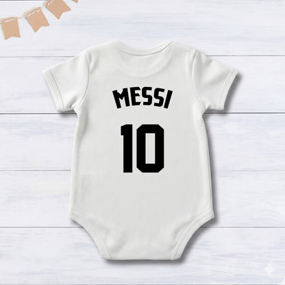 New Born & Baby clothing | Messi Football Fan Baby Romper with Customized Baby Name Printed | Soft Cotton