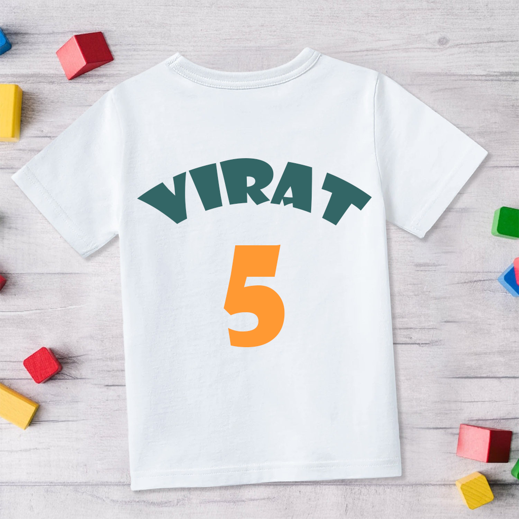 Independance Day INDIA Rocket Design with customised name in back _White Tee