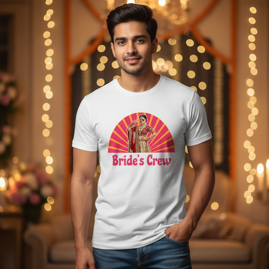 Groom's Crew With Customized Brides Photo  _  White T-Shirt For Men