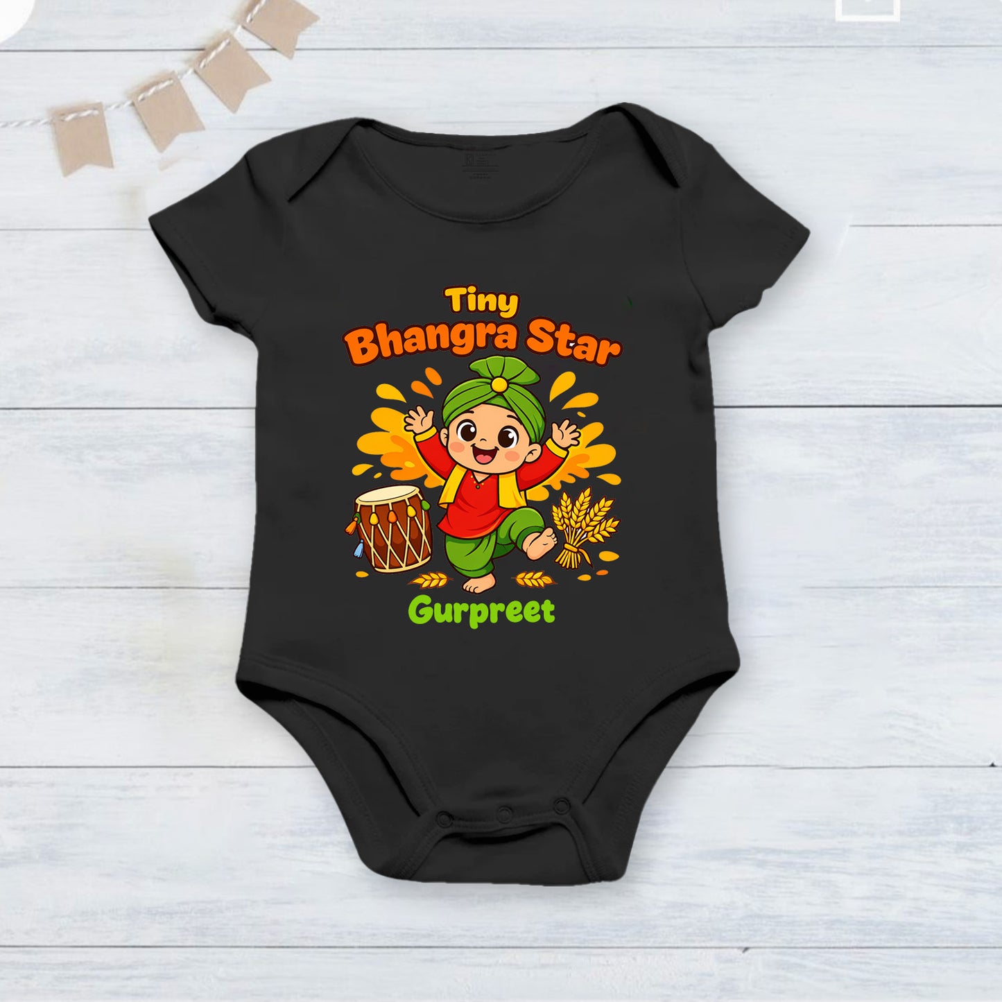 New Born & Baby Clothing | Tiny Bhangra Star With Customized Baby Name | Soft Cotton
