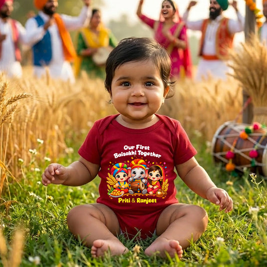 New Born & Baby Clothing | Our First  Baisakhi Together With Customizes Baby Name | Soft Cotton