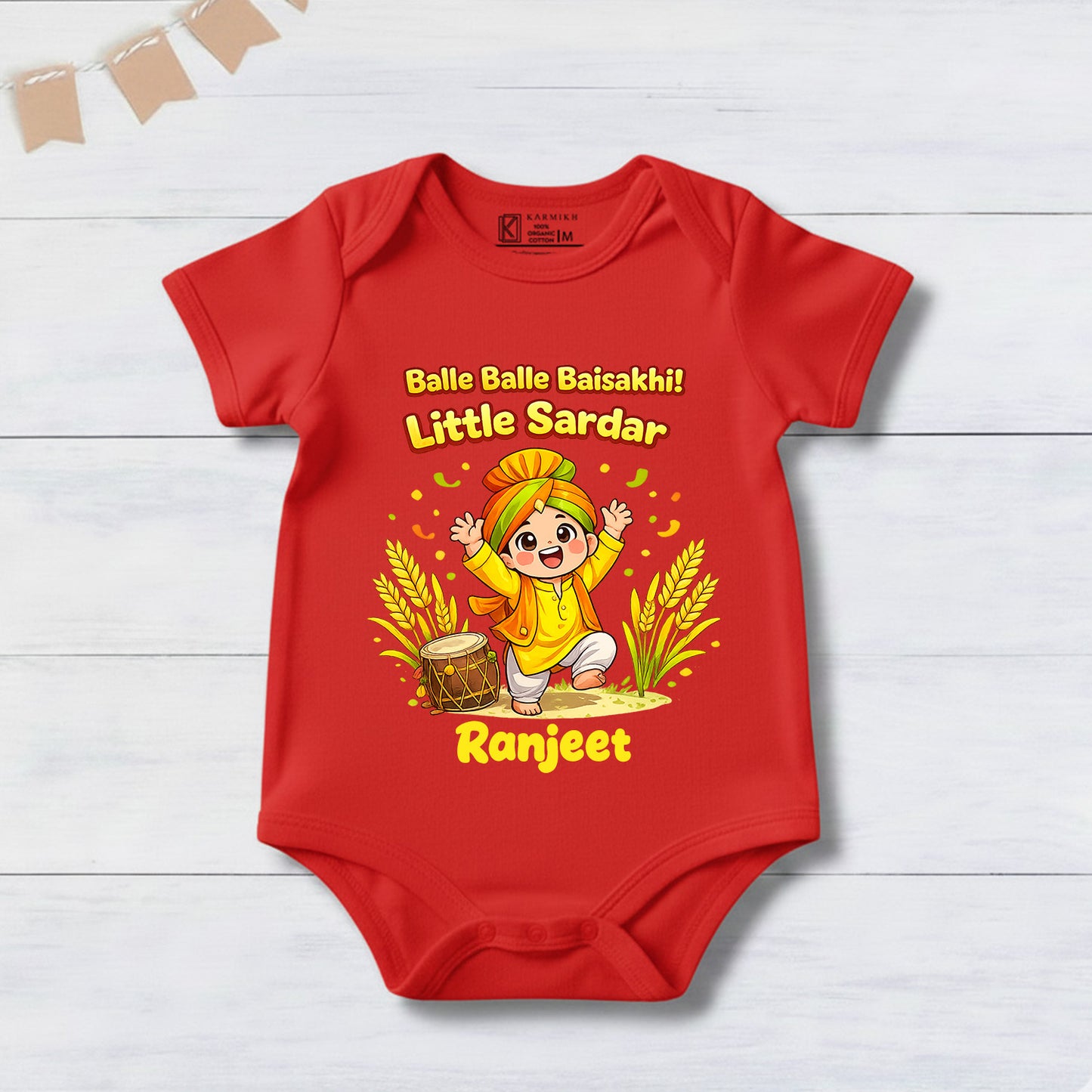 New Born & Baby Clothing | Balle Balle Baisakhi ! Little Sardar With Customized Baby Name | Soft Cotton