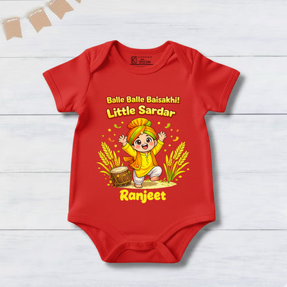 New Born & Baby Clothing | Balle Balle Baisakhi ! Little Sardar With Customized Baby Name | Soft Cotton