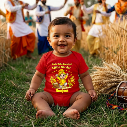 New Born & Baby Clothing | Balle Balle Baisakhi ! Little Sardar With Customized Baby Name | Soft Cotton