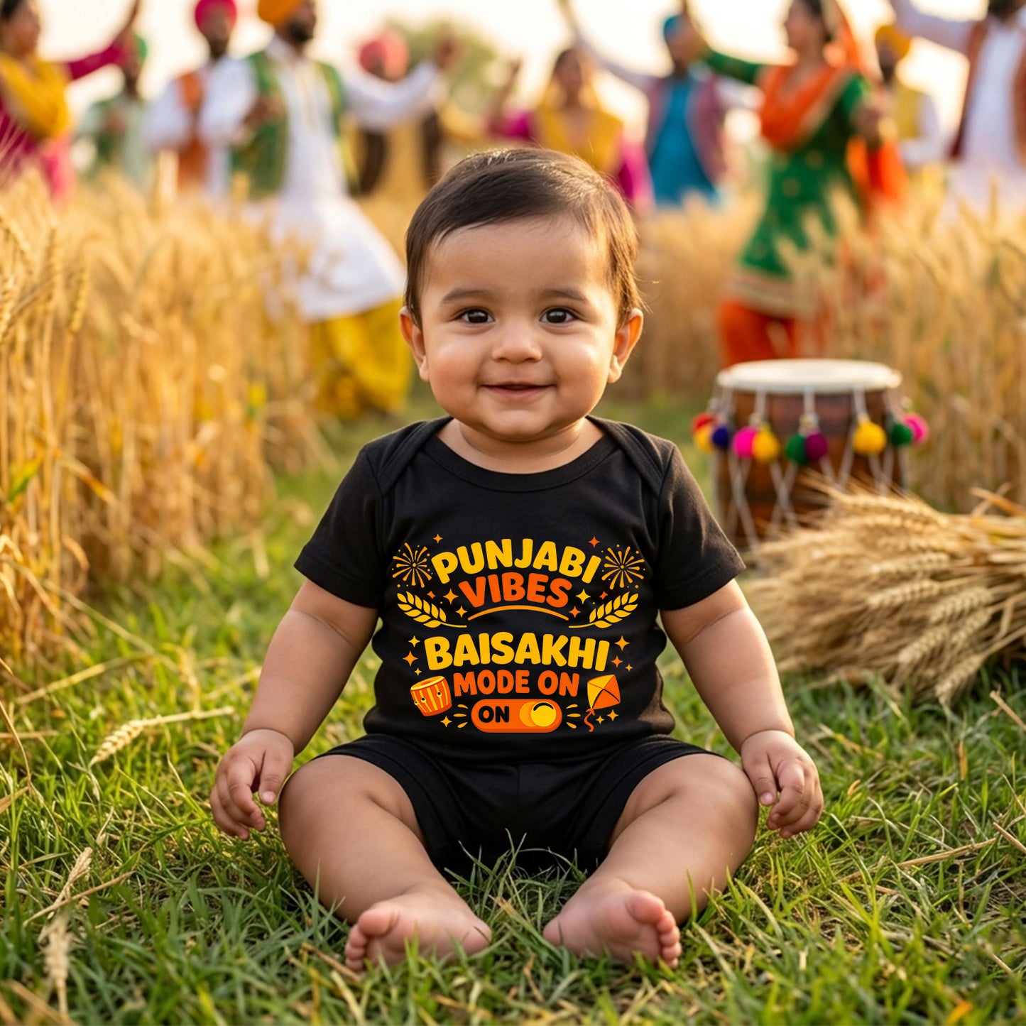 New Born & Baby Clothing | Punjabi Vibes Baisakhi Mone On With Customized Baby Name | Soft Cotton