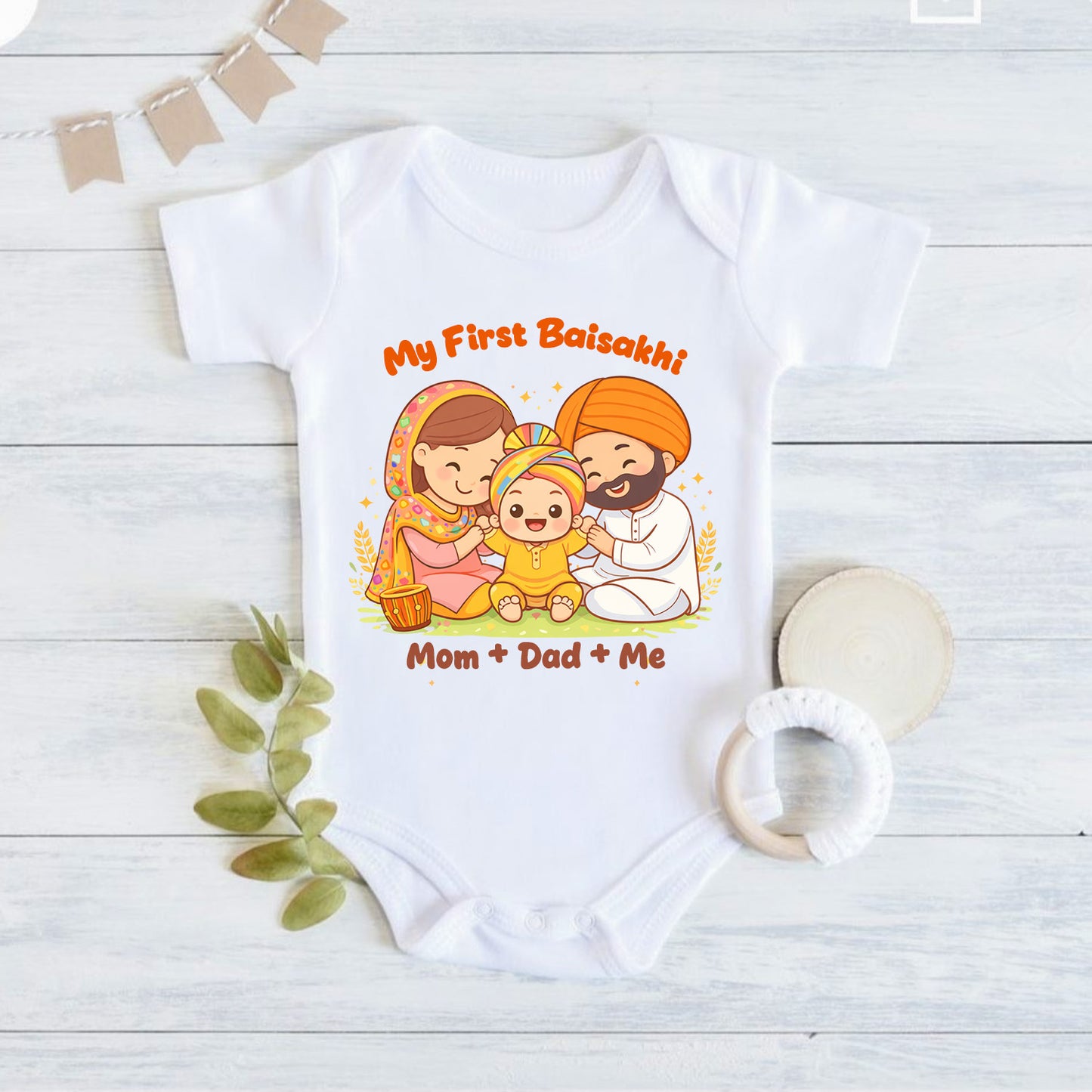 New Born & Baby Clothing | My First Baisakhi With Parents With Customizes Baby Name | Soft Cotton