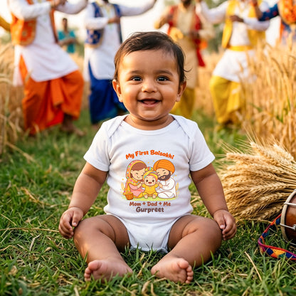 New Born & Baby Clothing | My First Baisakhi With Parents With Customizes Baby Name | Soft Cotton
